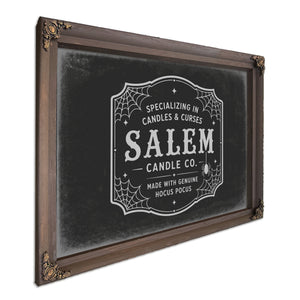 Salem Candle Co Sign Halloween wall art, Bourbon frame