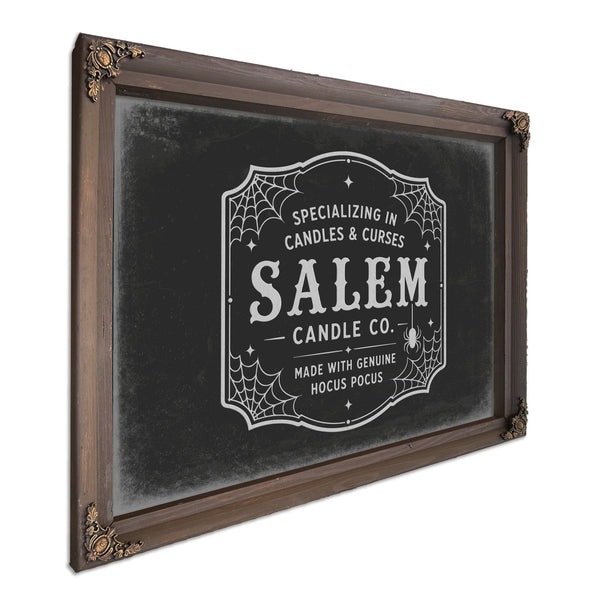 Salem Candle Co Sign Halloween wall art, Bourbon frame