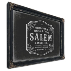 Salem Candle Co Sign Halloween wall art, Ebony frame