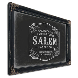 Salem Candle Co Sign Halloween wall art, Ebony frame