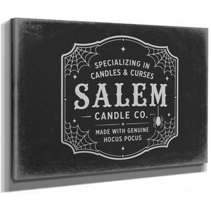 Salem Candle Co Sign Halloween wall art, stretched canvas