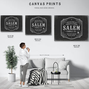 Salem Candle Co Sign Halloween wall art in a styled room