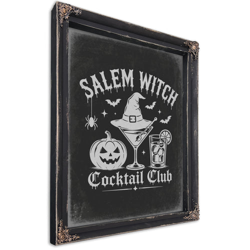 Salem Witch Sign Halloween wall art, Ebony frame