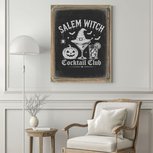 Salem Witch Sign Halloween wall art in a styled room