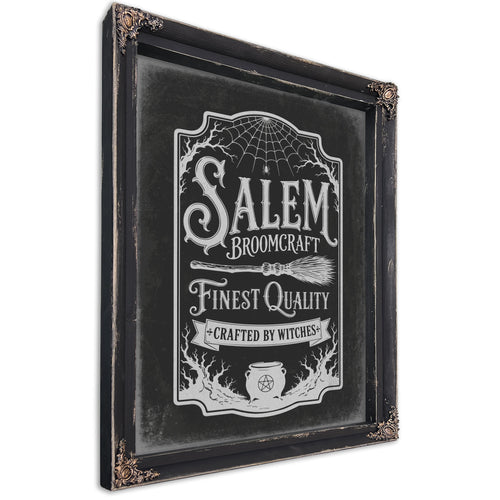 Salem Sign Halloween wall art, Ebony frame
