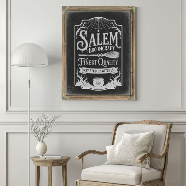 Salem Sign Halloween wall art in a styled room