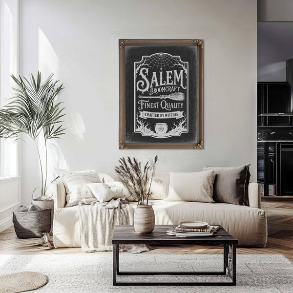 Salem Sign Halloween wall art in a styled room