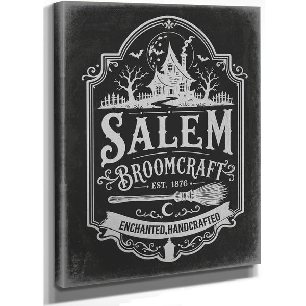 Salem Massachusetts Sign Halloween wall art, stretched canvas