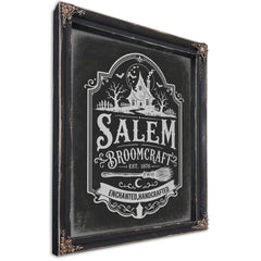 Salem Massachusetts Sign Halloween wall art, Ebony frame