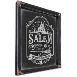 Salem Massachusetts Sign Halloween wall art, Ebony frame