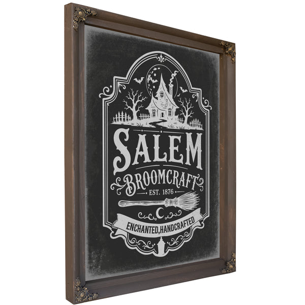 Salem Massachusetts Sign Halloween wall art, Bourbon frame