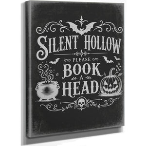Silent Hollow Sign Halloween wall art, stretched canvas