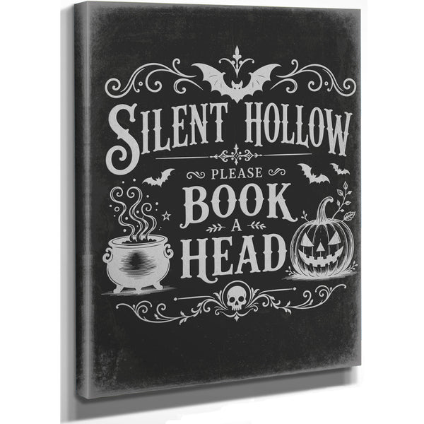 Silent Hollow Sign Halloween wall art, stretched canvas