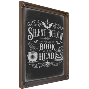 Silent Hollow Sign Halloween wall art, Bourbon frame