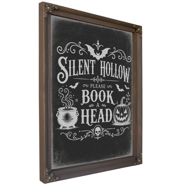 Silent Hollow Sign Halloween wall art, Bourbon frame