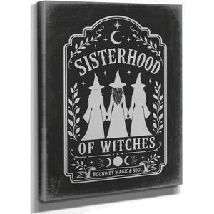 Sisterhood of Witches Sign Halloween wall art, stretched canvas