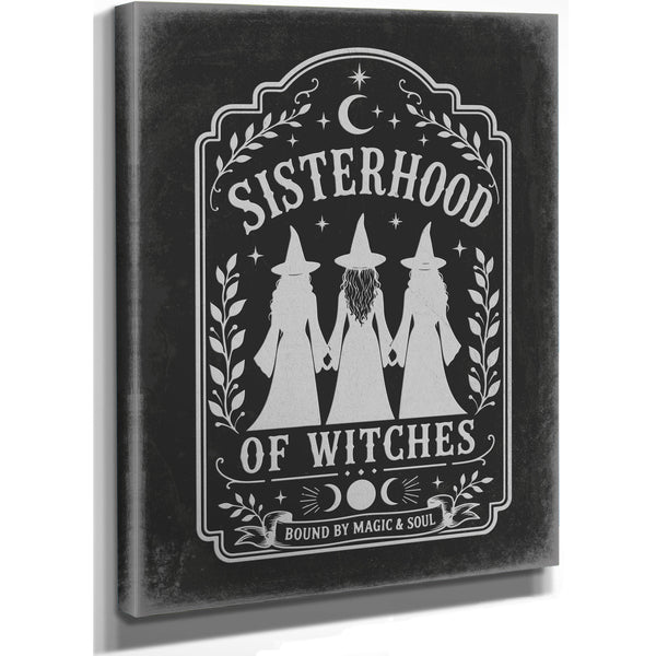 Sisterhood of Witches Sign Halloween wall art, stretched canvas