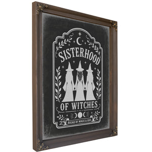 Sisterhood of Witches Sign Halloween wall art, Bourbon frame