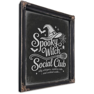 Spooky Witch Social Club Coven Sign Halloween wall art, Ebony frame