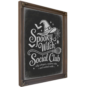 Spooky Witch Social Club Coven Sign Halloween wall art, Bourbon frame