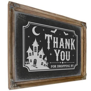 Thank You for Visiting Sign Halloween wall art, Verdigris frame