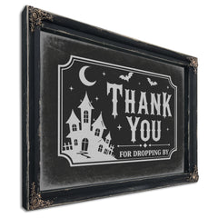 Thank You for Visiting Sign Halloween wall art, Ebony frame