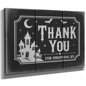 Thank You for Visiting Sign Halloween wall art in a styled room