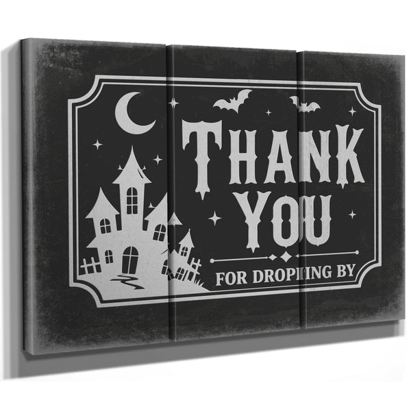 Thank You for Visiting Sign Halloween wall art in a styled room