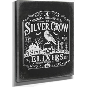 The Silver Crow Sign Halloween wall art, stretched canvas
