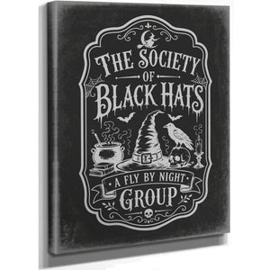 The Society of Black Cats Sign Halloween wall art, stretched canvas