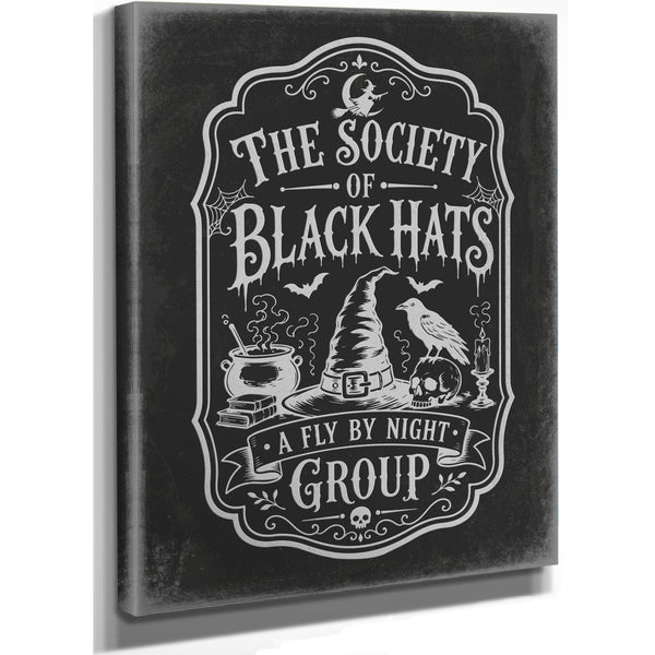 The Society of Black Cats Sign Halloween wall art, stretched canvas