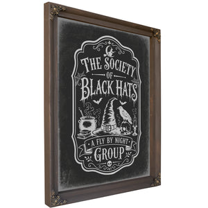 The Society of Black Cats Sign Halloween wall art, Bourbon frame