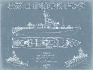 USS Chinook (PC-9) Blueprint Wall Art - Original Patrol Ship Print