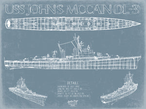 USS John S. McCain (DL-3/DDG-36) Blueprint Wall Art - Original Destroyer Print