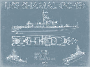 USS Shamal (PC-13) Blueprint Wall Art - Original Patrol Ship Print