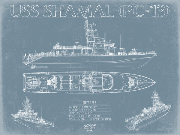 USS Shamal (PC-13) Blueprint Wall Art - Original Patrol Ship Print