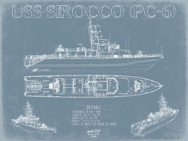 USS Sirocco (PC-6) Blueprint Wall Art - Original Patrol Ship Print