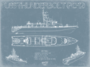 USS Thunderbolt (PC-12) Blueprint Wall Art - Original Patrol Ship Print