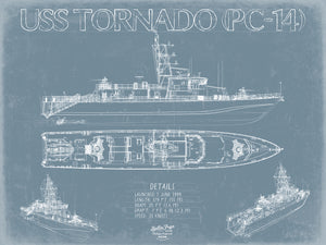 USS Tornado (PC-14) Aircraft Blueprint Wall Art - Original Aviation Plane Print