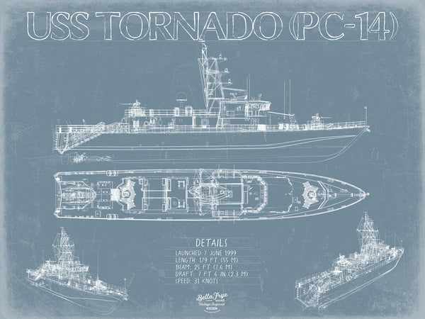 USS Tornado (PC-14) Aircraft Blueprint Wall Art - Original Aviation Plane Print