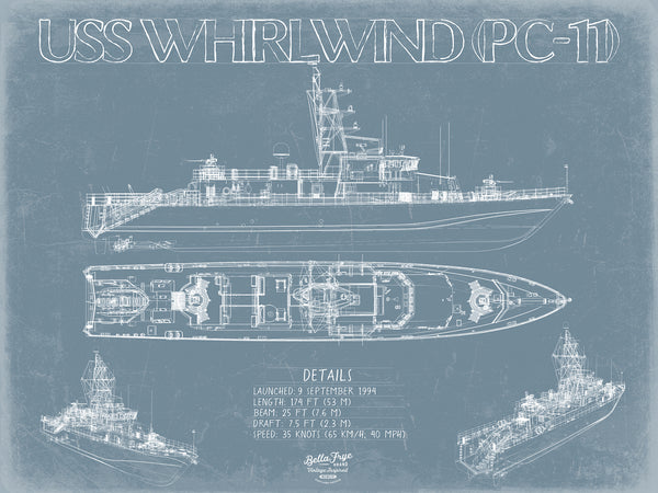 USS Whirlwind (PC-11) Blueprint Wall Art - Original Patrol Ship Print