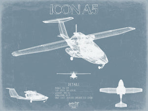 Bella Frye ICON A5 Light-Sport Aircraft Blueprint Wall Art - Original Airplane Print