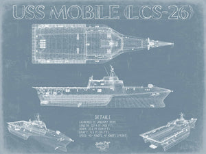 USS Mobile (LCS-26) Blueprint Wall Art