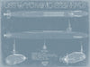 Bella Frye 14" x 11" / Unframed Paper Giclee USS Wyoming (SSBN-742) Blueprint Wall Art - Original Submarine Print
