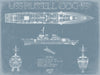 Bella Frye 14" x 11" / Unframed Paper Giclee USS Russell (DDG-59) Blueprint Wall Art - Original Destroyer Print