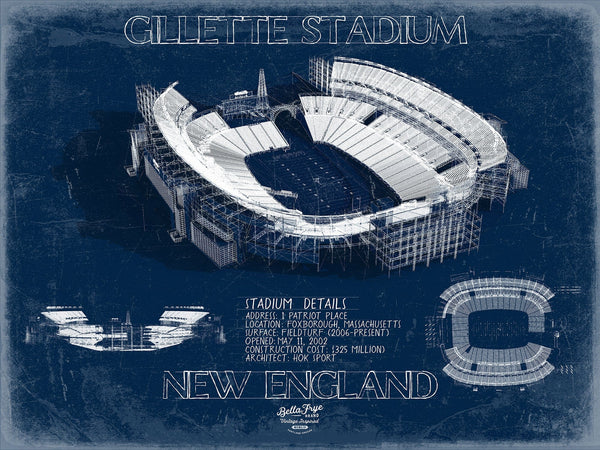 Bella Frye 14" x 11" / Unframed Paper Giclee Gillette Stadium Wall Art - Original New England Patriots Print