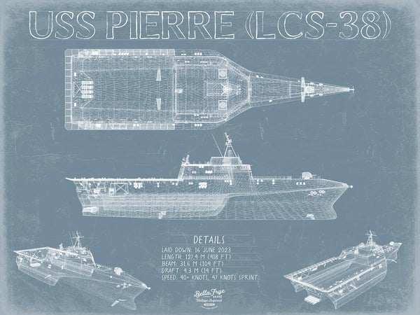 USS Pierre (LCS-38) Blueprint Wall Art