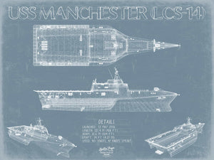 USS Manchester (LCS-14) Blueprint Wall Art