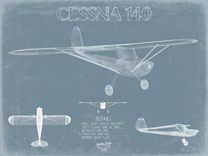 Bella Frye Cessna 140 Aircraft Blueprint Wall Art - Original Airplane Print