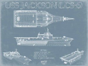 USS Jackson (LCS-6) Blueprint Wall Art